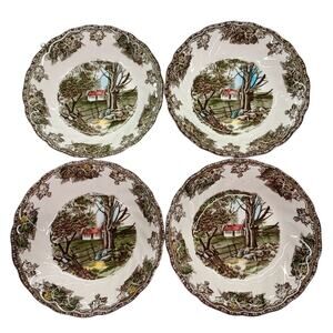 4 Johnson Brothers FRIENDLY VILLAGE Fruit / Berry Bowls 5 Inch The Stone Wall